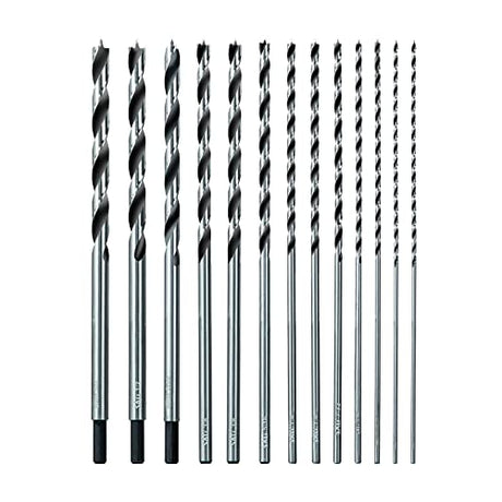 Sali 13PCS Brad Point Wood Drill Bit Set Carbon Steel Wood Drill Bit Set for Hardwood, Plywood, Plastic Round Holes in All Types of Wood Extra Long SALI