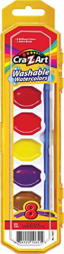 Cra-Z-art Washable Watercolors with Brush, 8 Colors, 1 Tray (10651) - WoodArtSupply