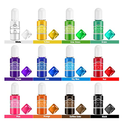 Epoxy Resin Pigment - 12 Colors Epoxy Resin Liquid Dye Transparent High Concentration Resin Colorant for Epoxy Resin Crafts Art Coloring, Painting,