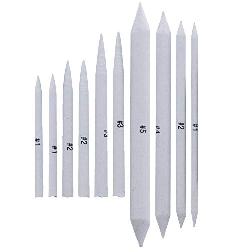 US Art Supply 10 Piece Artist Blending Stump and Tortillion Art Blenders - Pencil, Charcoal, Graphite, Colored Pencils US Art Supply