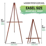 Conda 63" Wooden Tripod Artist Display Easel with Tray, A-Frame Adjustable Easel Stand for Wedding Sign, Foldable Easels for Painting Canvas, Display conda