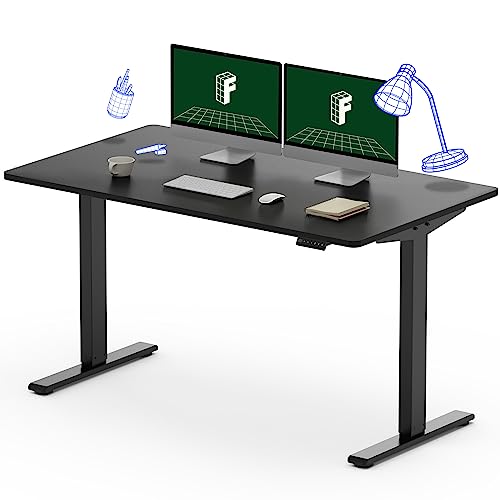 FLEXISPOT EN1 Electric Height Adjustable Standing Desk 55 x 28 Inches Whole-Piece Board Memory Controller Home Office Desk(Black Frame + 55" Black FLEXISPOT
