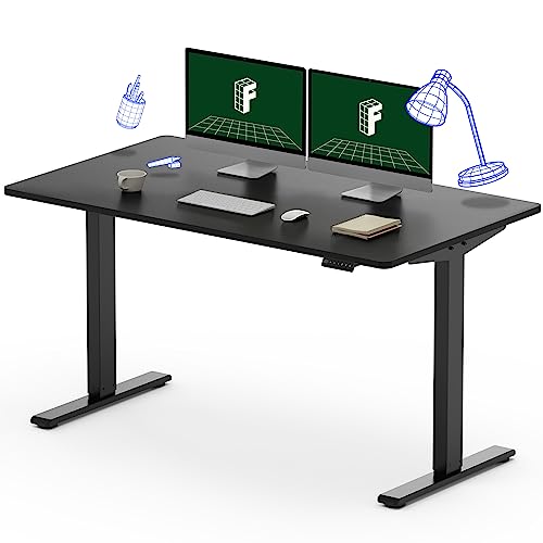 FLEXISPOT EN1 Electric Height Adjustable Standing Desk 55 x 28 Inches Whole-Piece Board Memory Controller Home Office Desk(Black Frame + 55" Black - WoodArtSupply