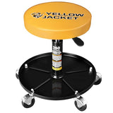 YELLOW JACKET Rolling Mechanics Seat, 250 LBS Capacity Heavy-Duty Pneumatic Adjustable Garage Stool with Tool Tray YELLOW JACKET
