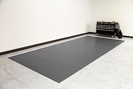 G-Floor Lite Diamond Tread Pattern Slate Grey Vinyl Rollout Garage Flooring Protector Mat for The Garage and Beyond - 7'6" x 14' Size G-Floor