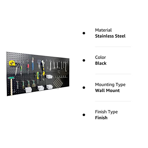 Wallmaster Pegboard Organizer Garage Storage - 48pcs Pegboard Hooks Set, Pegboard Tool Organizer with 48x24 Inch Steel Peg Board & 4 Storage Wallmaster