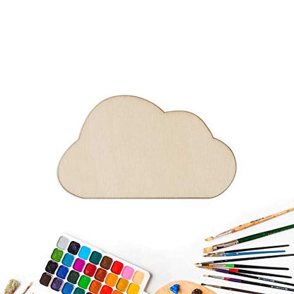 Creaides 20pcs Wooden Cloud Shaped Cutouts Crafts Unfinished Wood Ornaments Gift Tag for DIY Project Wedding Birthday Christmas Party Decorations