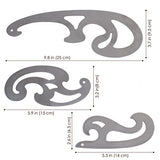 3pcs Steel French Curve Rulers Set, Metal Drafting Drawing Cutting Template for Leather Craft Projects Tool, Leather Cutting Ruler Stencil, StryiCarvingTools