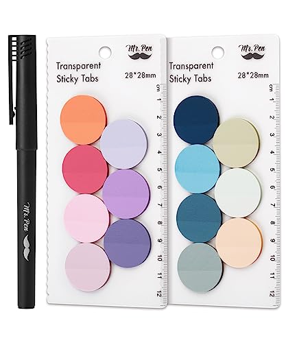 Mr. Pen- Transparent Sticky Notes, 560 Pcs, Pastel Colors, Round Translucent Sticky Notes, Sticky Note Tabs, Pastel Sticky Notes, See Through Sticky Mr. Pen