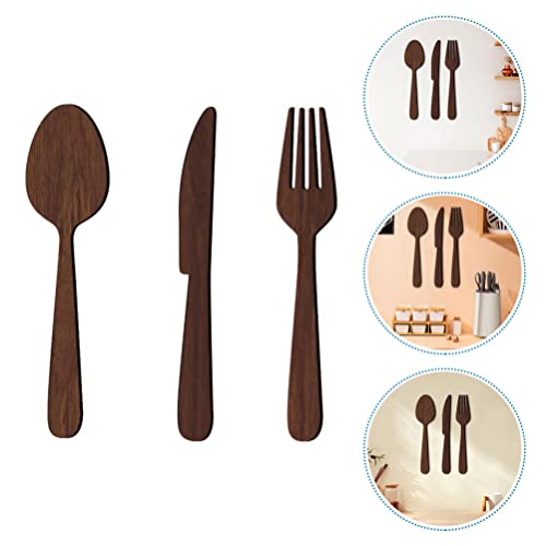 ABOOFAN 1 Set Wooden Fork Spoon Sign Room Decor Dining Room Wall Decor Kitchen Rustic Art Fork and Spoon Wall Decor Wall Decor Living Room Eat Sign ABOOFAN