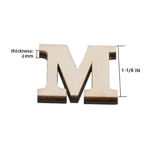 CM 104 PCS Wooden Alphabet Letters Unfinished Wood Sticker for DIY Craft, 26 Letters from A to Z, 4 Sets