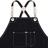 Jeanerlor Work Apron Waxed Canvas Stylist Apron with Pockets Water-Resistant Tool Aprons for Women Cross Back Straps Adjustable S-M（Black） Jeanerlor