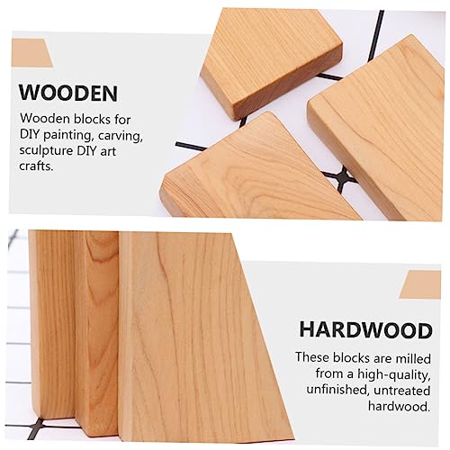 VILLCASE 4pcs Carved Wood Block Toy Natural Crafting Wood Blocks Unfinished Wood Cubes Kid Blocks DIY Wooden Building Blocks Wood Whittling Kit Kid VILLCASE
