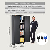 VEVOR Metal Storage Cabinet with Wheels, 75'' Locking Steel Storage Cabinet with 2 Magnetic Doors and 4 Adjustable Shelves for Office, Garage, Home VEVOR
