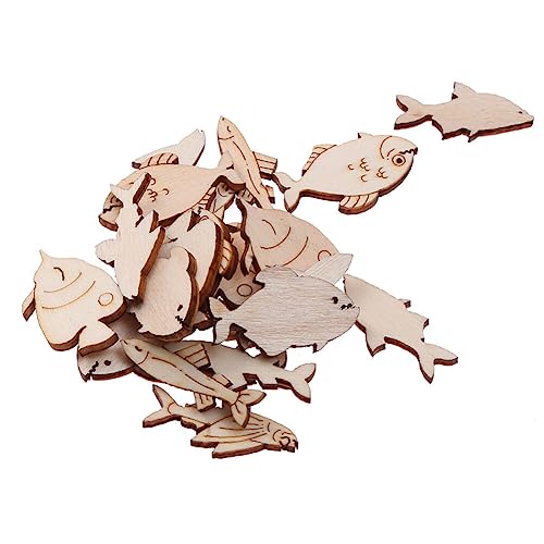 Wedding Decor 20pcs Wood Pieces Sea Animals Wood DIY Crafts Cutouts Wooden Ocean Animals Slices Embellishments for Art Crafts Fish Sewroro