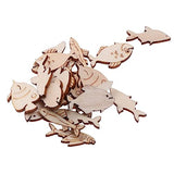Wedding Decor 20pcs Wood Pieces Sea Animals Wood DIY Crafts Cutouts Wooden Ocean Animals Slices Embellishments for Art Crafts Fish Sewroro