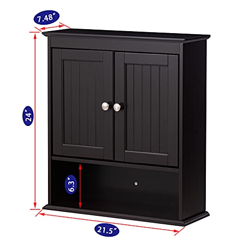 Spirich Bathroom Cabinet Wall Mounted, Wood Hanging Cabinets with Doors and Shelves, Medicine Cabinet Over The Toilet, Espresso Spirich