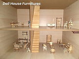 BOHS 34-Piece Dollhouse Furniture Set - Laser Cut Wooden 3D Puzzles - Miniature Doll House DIY Models and Accessories BOHS