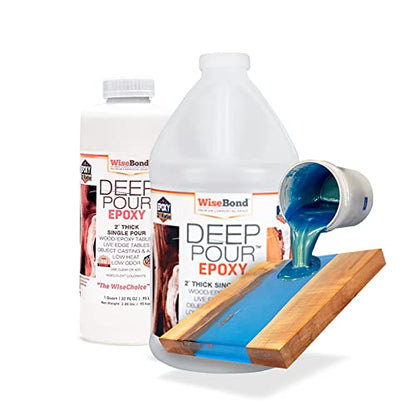 WiseBond - Epoxy Deep Pour Resin Kit, Crystal Clear Epoxy Resin for River Tables, Live-Edge Wood Furniture & Object Casting, UV Resistant Deep Pour