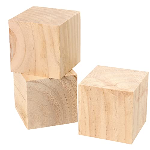 JAPCHET Pack of 60 Wooden Cubes, 2 Inch Natural Unfinished Wood Blocks, Blank Wood Cubes Blocks for DIY Crafts, Puzzle Making, Painting, Carving JAPCHET