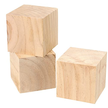 JAPCHET Pack of 60 Wooden Cubes, 2 Inch Natural Unfinished Wood Blocks, Blank Wood Cubes Blocks for DIY Crafts, Puzzle Making, Painting, Carving