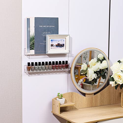 Baosia 4 Pack Wall-Mounted Acrylic Nail Polish Rack with Anti-Slip Inserts - 15 Inch Floating Shelf for Organising Beauty Essentials Baosia