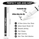 White Paint Pen, 8 Pack 0.7mm Acrylic Paint Pens Acrylic Markers 6 White 2 Black Paint Pens for Rock Painting Wood Canvas Glass Metallic Ceramic Tire SUPKIZ