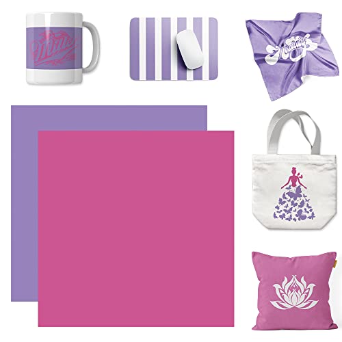 WOWOCUT Infusible Transfer Ink Sheets, Pink and Light Purple Solid Color Heat Transfer Paper 2 Packs Bundle, 12"X12" Sublimation Sheet for Cricut - WoodArtSupply