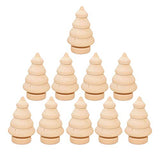 SEWACC Wood Decor 10pcs Unfinished Wooden Christmas Trees Mini Wood Christmas Trees Blank Wood Xmas Tree Wooden Dolls for DIY Arts Crafts Drawing SEWACC