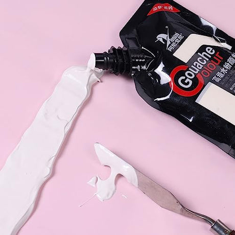 Gouache Paint, White Color 100 ml Non-Toxic Gouache for Canvas and Paper, Gouache Opaque Watercolor Painting Perfect Art Supplies for Artists, Henyiewl