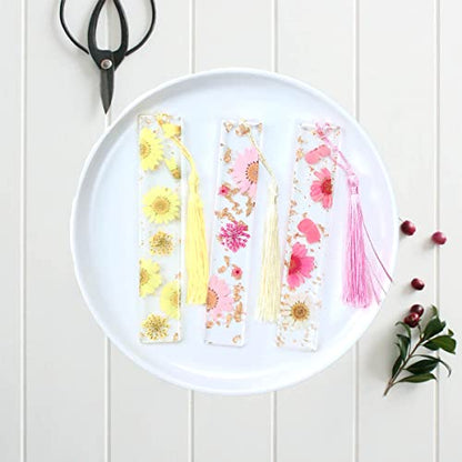 Daisy Epoxy Bookmarks Dried Flower Resin Bookmark Pressed Flower Bookmark Transparent Floral Dried Flower Page Marker Acrylic Bookmark for Kids Woman - WoodArtSupply