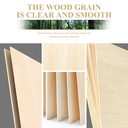 36 Pack Basswood Sheets,12"x12"x1/8" 3mm Basswood Plywood,Craft Wood,Unfinished Wood,for DIY Ornaments and Model Engraving, Wood Burning, QSJQllo