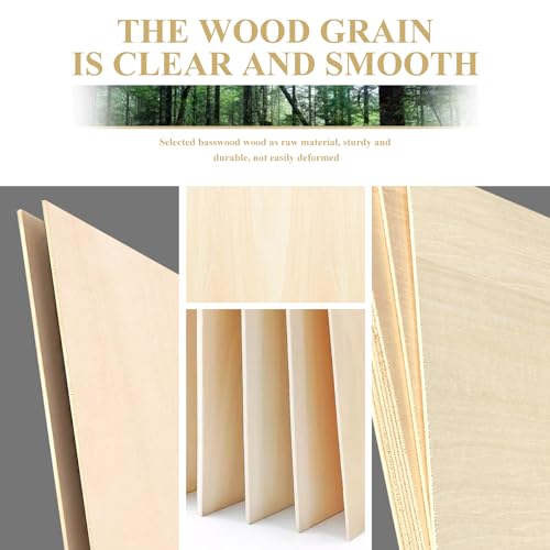 36 Pack Basswood Sheets,12x12x1/8 3mm Basswood Plywood,Craft  Wood,Unfinished Wood,for DIY Ornaments and Model Engraving, Wood Burning