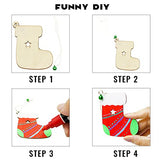 50 PCS Unfinished Wooden Christmas Ornaments DIY Christmas Wooden Slices with 50 Jingle Bells for Crafts Christmas Hanging Decorations?10 Shapes? Pseutio