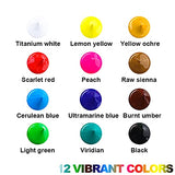 Transon Art Painting Brush Assorted Set of 12 with Acrylic Paint Set 12-Color TRANSON