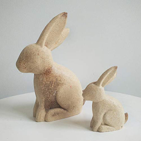MAGICLULU Home Decoration Ornaments 1 Pair Unfinished Wooden Rabbit Wood Crafts Wood Bunny Cutout Figurine Ornament for DIY Craft Home Easter Party MAGICLULU