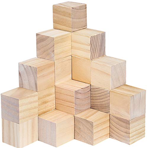 HOZEON 60 PCS 2 Inches Wooden Cubes, Natural Unfinished Wood Blocks, Strong and Durable Wood Square Blocks for Painting, Puzzle Making, Decorating, HOZEON
