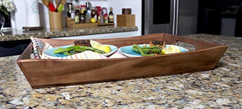 Lipper International Acacia Curved Serving Tray, 19.88" x 14" x 2.5" - WoodArtSupply