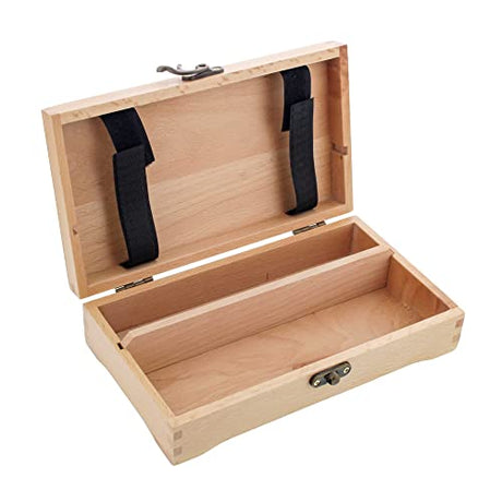 US Art Supply Small Beechwood Artist Tool and Brush Storage Box with Locking Clasp US Art Supply