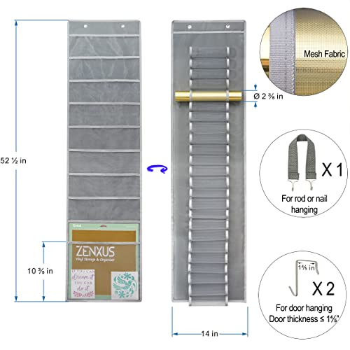 Hanging Vinyl Organizer, Double-Sided, ZENXUS 25 Compartments Roll Storage, Backside 10 Pockets for 12x12 Vinyl Sheet, Cardstock, Scrapbook Paper, - WoodArtSupply