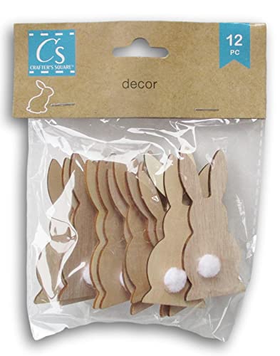 Easter Bunny Cottontails Unfinished Wood Cutout Craft Pieces - 12 Count - 2.75 Inch
