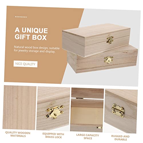NOLITOY 6 Pcs Clamshell Wooden Box Unfinished Wood Treasure Chest Wooden Treasure Ornament Container Makeup Case Organizer Hinged Gift Cases Office NOLITOY