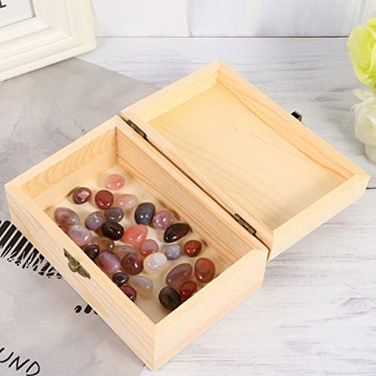 HEALLILY Unfinished Wood Jewelry Box Wooden Box with Lid and Locking Clasp DIY Craft Storage Case for Jewelry Gift Home Wedding Centerpiece