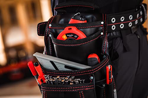 Hultafors Work Gear HT5433 Carpenter's Heavy-Duty Leather Nail & Tool Bag, Double-Gusset Front Pockets Hultafors