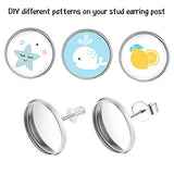300 Pieces Sublimation Blank Stud Earring Kit, 50 Stainless Steel Bezel Blank Stud 50 Clear Glass Cabochon 50 Clear Earring Back 50 Stainless Steel Leelosp