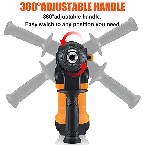 SHIELDPRO 1-1/4 Inch SDS-Plus 13 Amp Rotary Hammer Drill Heavy Duty, Safety Clutch 3 Functions with Vibration Control,Including Grease, Flat Chisels, SHIELDPRO