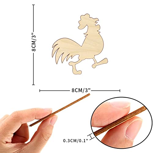 Rooster Wood Craft Unfinished Wooden Cutout Art DIY Wooden Sign Inspirational Wall Plaque Farmhouse Wooden Wall Art Decor for Home Laundry Room Arupkeer