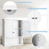 Tangkula Bathroom Wall Cabinet, Wooden Hanging Storage Cabinet with Doors & Shelves, Multipurpose Storage Cabinet for Bathroom Kitchen Living Room, Tangkula