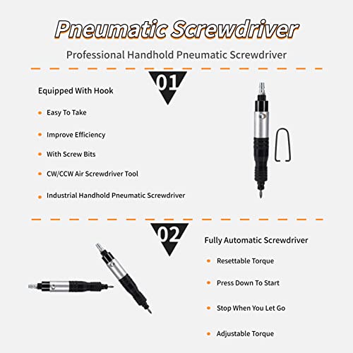Industrial Pneumatic Screwdriver,Professional Handhold Pneumatic Screwdriver,Lightweight Portable Pneumatic Screwdriver,1200Rpm Cw/Ccw Air Liccx