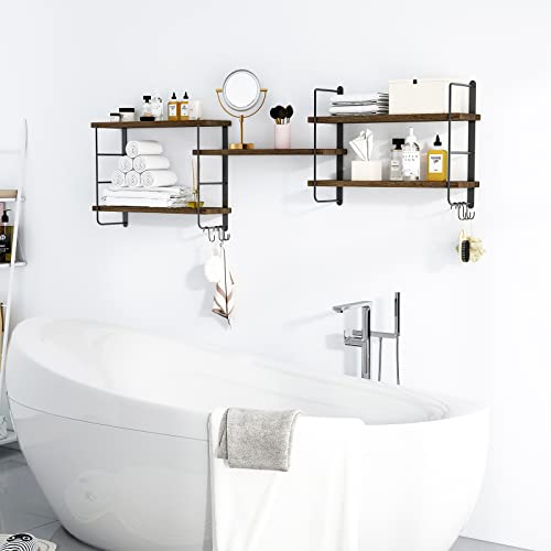 Rustic Wall Mounted Floating Shelves by MXCSE – Stylish Wood Storage Solution for Any Room MXCSE